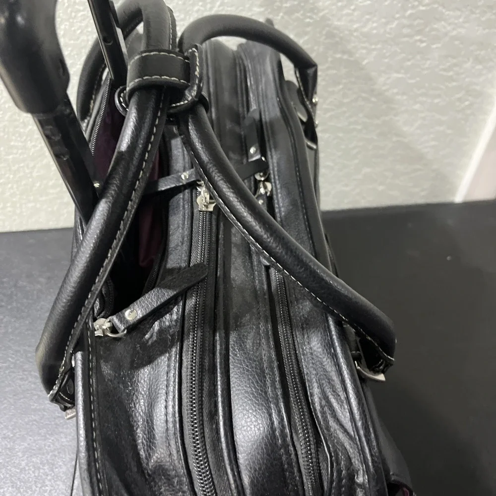 Samsonite Rolling Laptop Bag Womens Black Faux‎ Leather Professional Briefcase